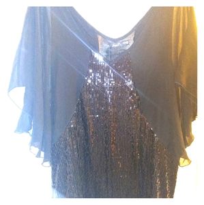 Seven7 sequined black dressy top